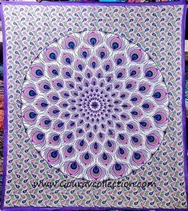 Tapiz Redondo con Estampado MOR PANKHI, Decorativo para Pared, Impresión Digital, Hecho a Medida, Sábana de Algodón al por Mayor GC-TPDB-204 - Product Image 2