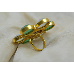 Diseño de flores, joyería chapada en oro, anillos de flores de piedra de latón chapados en oro, joyería básica para mujer, anillos de joyería de moda - Product Image 3