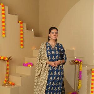 ชุดเสื้อและกางเกงพิมพ์ลายดอกไม้เสื้อและกางเกงลายดอกชุดพิมพ์ลาย Kota checks แบบดั้งเดิมฤดูร้อนใหม่ล่าสุด - Product Image 1