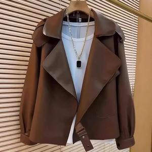 2024 Vintage café couleur haut de gamme peau de mouton cuir moto veste coupe ample respirant tricoté conception laine imperméable - Product Image 1