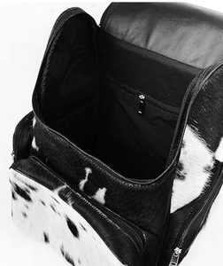 กระเป๋าเป้สะพายหลังผ้าอ้อมสำหรับเดินทางหนังวัวแท้สำหรับ100% พร้อมสายรัดหนังแท้สไตล์ตะวันตกมีซิปปิดทันสมัย - Product Image 5