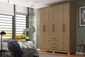 Armario de Estilo Moderno NUEVO OPALA, 6 Puertas, 3 Cajones, Mueble de Madera para Dormitorio, Aglomerado con Recubrimiento de Cerámica y Barniz - Product Image 5