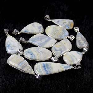 Pendentif en pierres précieuses Scheelite bleu naturel Conception de lunette de qualité rare avec lunette bohème Fabrication de bijoux en gros - Product Image 5