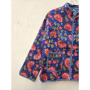 Hecho a mano Vintage indio algodón transpirable botón Mujer mano bloque impreso Floral acolchado invierno prendas de vestir exteriores Lino acabado chaqueta - Product Image 2