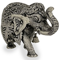 Statue d'éléphant traditionnelle plaquée argent, Sculpture faite à la main pour la décoration de la maison et les cadeaux
