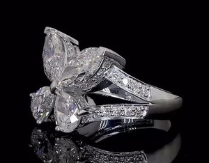 Marquesa y pera Moissanite diamante mariposa anillo Moissanite plata esterlina anillo de compromiso mariposa regalo para ella - Product Image 3