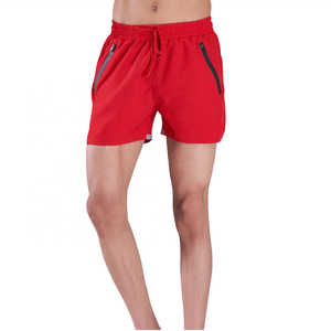 <b>Men's</b> <b>Red</b> Quick Dry Knitted <b>Shorts</b> With Drawstring Waist And Side Pockets Casual Sport Style - Product Image 1