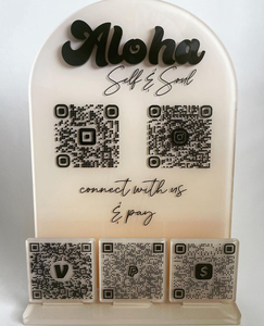 Exhibidor de Códigos QR Acrílico con Base de Madera - Soporte Vertical para Carteles Publicitarios de Mostrador para Uso Comercial - Product Image 2
