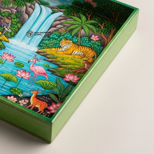 ถาดเสิร์ฟไม้สี่เหลี่ยมหรูหรา งานแฮนด์เมด ลายคลื่นทะเลและโลมา สำหรับตกแต่ง ใช้แล้วทิ้ง ย่อยสลายได้ เป็นมิตรกับสิ่งแวดล้อม ใช้กับเครื่องล้างจานได้ - Product Image 6