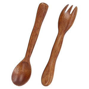 Ensemble élégant de 2 couverts en bois avec finition naturelle, parfait pour la maison, les restaurants et les mariages, fabriqué en Inde - Product Image 2