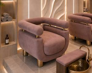 Ensemble de mobilier de salon moderne de luxe, directement de l'usine, personnalisable, chaises de salon de coiffure, chaises de spa beauté, chaises de pédicure, revêtement en tissu - Product Image 1