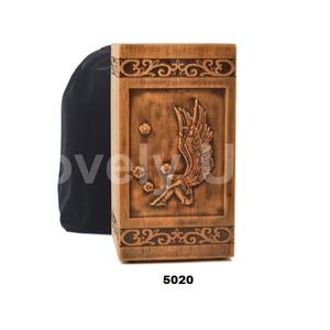 Caja de urna para adultos de cremación funeraria con ala en ángulo grabada para cenizas humanas con bolsa de terciopelo gratis - Product Image 1