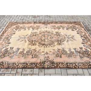 Alfombra Turca Grande de 5.6x8.5 pies, Alfombra Vintage con Diseño a Cuadros Marrón - Product Image 3