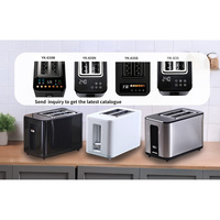 Pemanggang Roti Digital Layar Sentuh 2 Irisan, Casing Baja Tahan Karat, Listrik 900W, Mati Otomatis, 220-240V, Hotel & Rumah Tangga