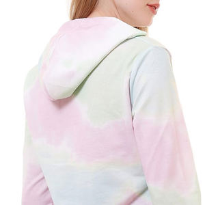 Sudadera con capucha de tela suave con efecto tie-dye, corte holgado, con logo y bolsillo canguro / Diseño de manga larga a precio económico - Product Image 5