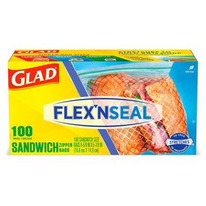 Glad Flex'N Seal Food Storage <b>Plastic</b> Bags, Sandwich, 100 Count, Pack of 4 - Product Image 4