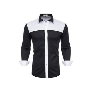 Chemise en popeline extensible à manches longues pour hommes, sur mesure, style business, coupe ajustée, douce, confortable, décontractée, respirante, robe - Product Image 2