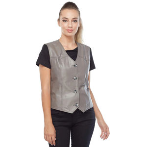 2026 Custom Logo V-Neck Sleeveless Women's Real <b>Leather</b> Winter <b>Vest</b> Windproof Waterproof Eco-Friendly Knitted Riding Outerwear - Product Image 6