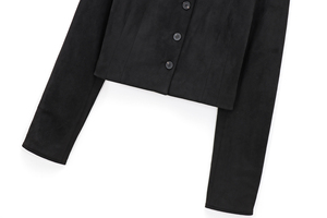 แจ็กเก็ตแฟชั่นลำลองกระดุมแถวเดียวแขนยาวสีดำคอพับลงสำหรับผู้หญิง - Product Image 4