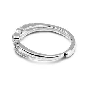 Anillo de Plata Elegante Zarkan con Diseño de Hoja y Corazón, Incrustaciones Micro Pavé, Talla Única, Moderno, Chapado en Oro y Rodio, Idea de Regalo a la Moda - Product Image 4