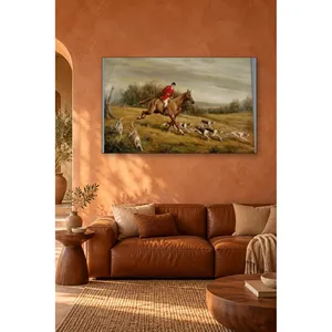 Impression sur toile de Fida, cavalier recouvert de rouge et chiens de chasse - Product Image 5
