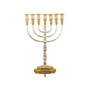 Candelabros de Menorah judía hechos a mano de aluminio, candelabros religiosos, Menorah de Metal dorado con soporte de mármol, diseño geométrico - Product Image 5
