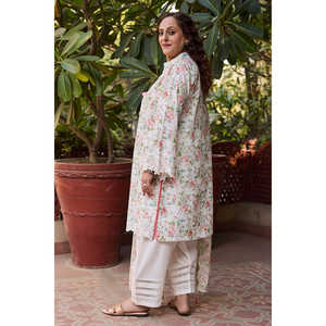 Ensemble 3 pièces en mousseline brodée et imprimée, avec dupatta brodée translucide à motifs, taille unique/XS/6XL pour événements - DN-62010 - Product Image 1