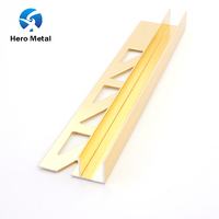 Profilé d'angle en métal en forme de F pour carrelage, 2,5 m, en aluminium doré, pour décorations, longueur personnalisable