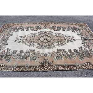 Tapis turc vintage, tapis de 5,4 x 9,2 pieds, grand tapis persan brun - Product Image 3