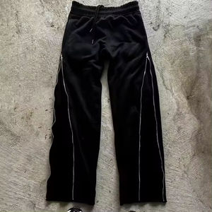 Dernière impression numérique personnalisée lettre fermeture éclair taille élastique respirant imperméable haute rue Style coupe régulière coton hommes français - Product Image 3