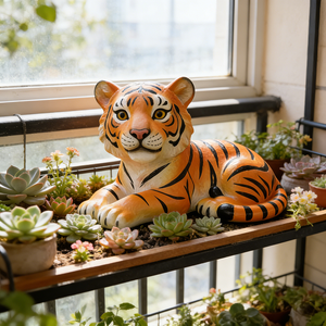 Escultura de Resina de Tigre Cubo Realista Personalizada, Lindo Tigre Bebé Acostado en el Césped, Figura de Animal Realista Hecha a Mano con Pelaje Rayado - Product Image 6