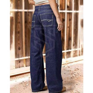 Pantalones vaqueros de ropa deportiva ajustados de cintura media para mujer, Pantalones anchos planos transpirables de invierno, estilo informal, venta al por mayor en línea - Product Image 4