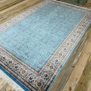 Alfombra Turca Vintage de 6.4x9.9 pies (195x303 cm), Alfombra de Seda Azul - Product Image 3