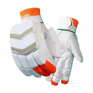Guantes de Bateo de Cricket Unisex Blancos y Naranjas Transpirables de Poliéster para Adultos - Product Image 2