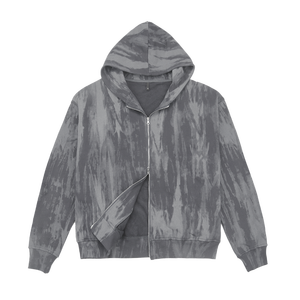 Nouvel arrivage de sweat à capuche épais de haute qualité en vrac surdimensionné coton éponge français Vintage lavage à l'acide blanc sweat à capuche zippé pour hommes - Product Image 3