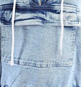 Chaqueta vaquera con capucha para mujer Cinturón de botón de diamantes lavados góticos Ajuste regular Manga larga Producto OEM - Product Image 5