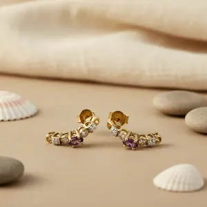 Pendientes de Oro de 14K con Rubí y Diamantes, Joyería de Lujo con Forma de Gota de Agua para Mujer, para Compromiso - Product Image 1