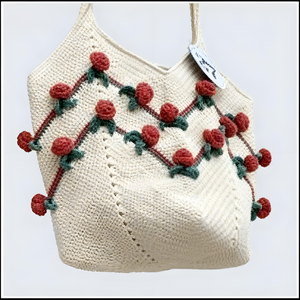 Bolso Bandolera Personalizable de Moda para Mujer, de Algodón, Tejido a Mano, Ligero, con Dos Correas, Bordado de Dibujos Animados y Flores, Térmico - Product Image 4