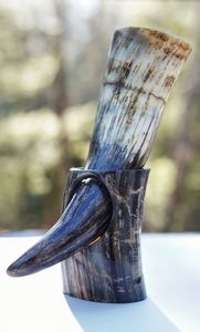 Viking corne déco tasses sculptées Style animal nordique poli artisanat naturel décoration de la maison tasses à corne à boire thème nordique - Product Image 6