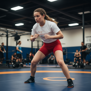 T-shirt da wrestling da donna: Mai sottovalutare una ragazza che fa wrestling - Abbigliamento promozionale - Product Image 3