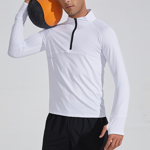 Tricot de jersey coupe ajustée de luxe pour hommes pour polo à manches longues pull de golf à fermeture éclair avec motif solide de teinture de vêtement foncé - Product Image 3