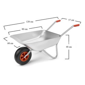 Carriola in acciaio zincato leggero con capacità di 80 litri e 100Kg di carico robusta struttura in acciaio - Product Image 2