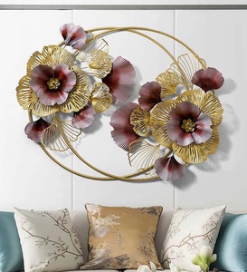 Arte de pared de Metal de estilo minimalista, accesorios decorativos para el hogar, flores de Metal de hierro forjado, decoración de pared, marcos de arte colgantes - Product Image 4