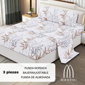 Ensemble de housse de couette moderne à fleurs en coton 100% 3 pièces avec housse de couette, drap-housse et taie d'oreiller - Product Image 2