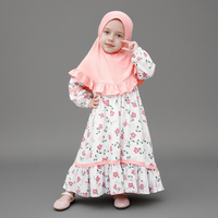 Robe à manches longues à col rond printemps-automne européenne et américaine + foulard Ensemble de robe musulmane deux pièces