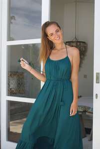 Vestido Maxi sin Mangas con Cuello en V, 100% Algodón, Diseño Elegante, Color Liso, Ecológico, Marca Privada OEM, en Venta - Product Image 6