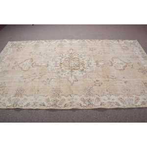 พรมวินเทจขนาดใหญ่ 5.2x9.1 ฟุต พรมตุรกี พรมขนสัตว์เปอร์เซียสีเบจ-น้ำเงิน - Product Image 3