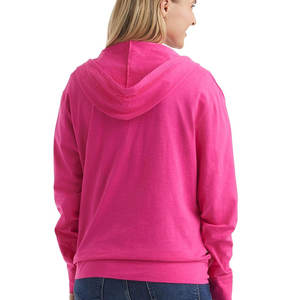 Sudadera con capucha y cremallera de manga larga para mujer Impresión de logotipo personalizado Color Rosa Tallas grandes con cuello con capucha - Product Image 2