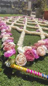 Chaadar de mariage floral artificiel personnalisé-Blanc cassé avec des fleurs et des perles de pivoine pastel, auvent d'entrée de mariée pour la mariée et le marié - Product Image 5