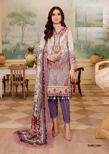 Parte superior e inferior con estampado de Karachi pesado de algodón puro con Dupatta de algodón pesado - Product Image 2